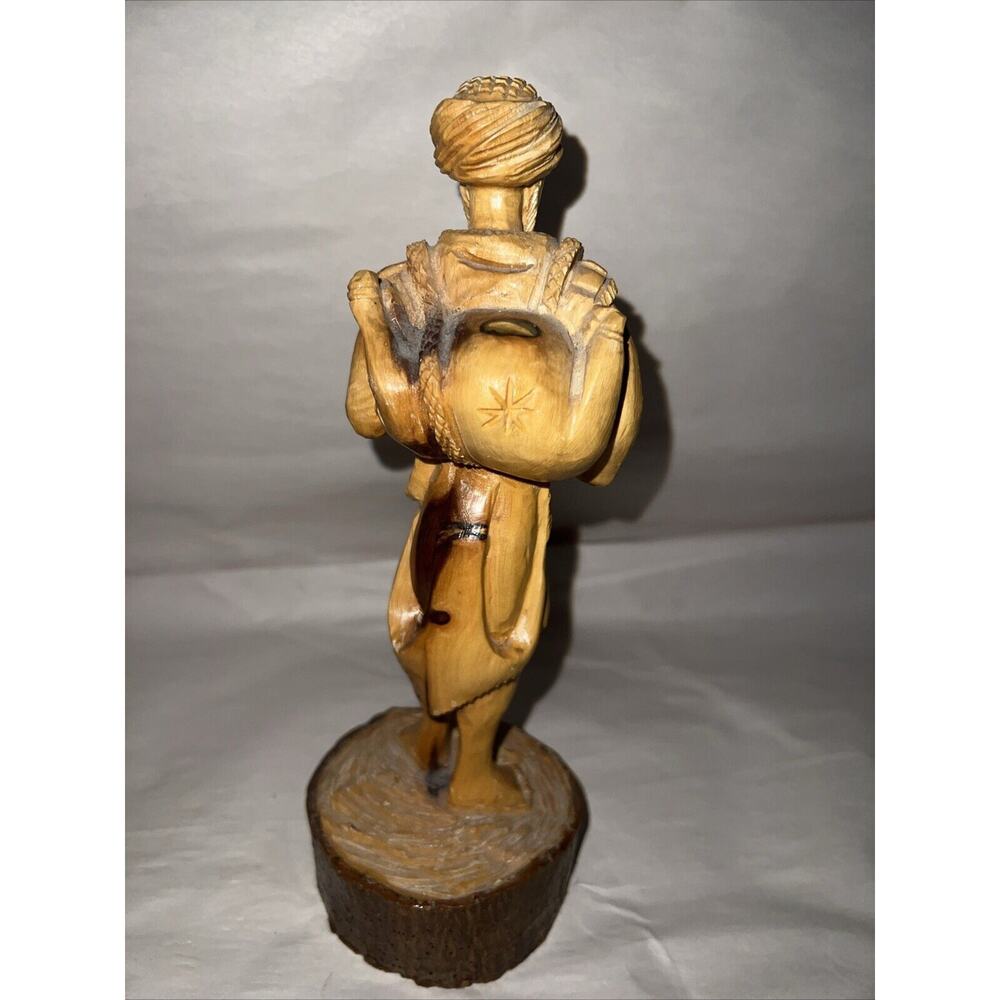 vintage Israel Hand Carved Fiqurine From Olive Wood